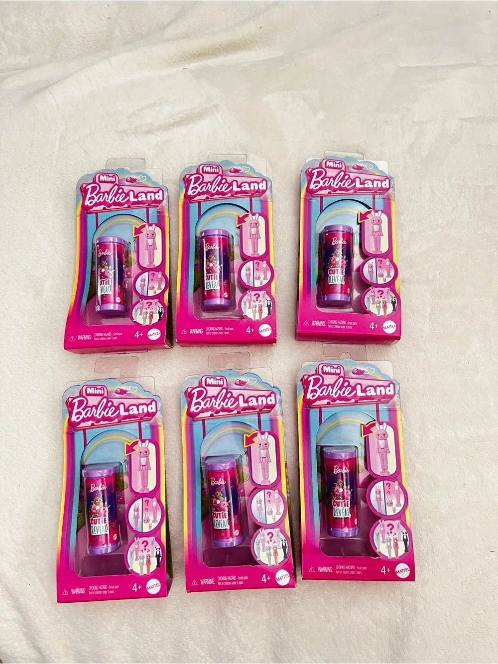 Lot of 6 Barbie Mini BarbieLand Cutie Reveal Doll & Pet, 1.5-inch Ages 4+ Mattel
